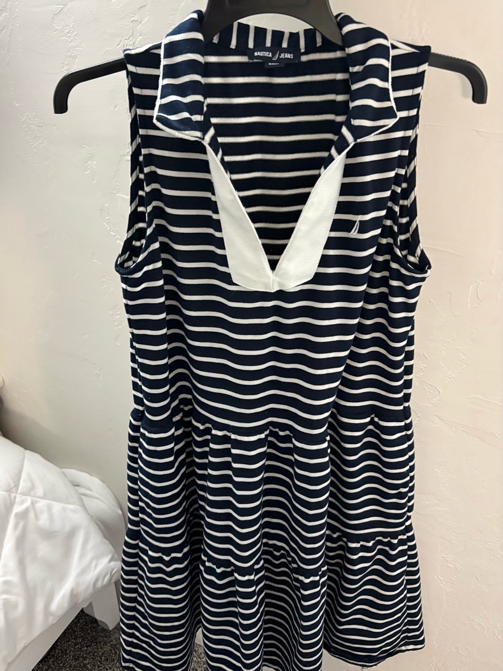 Nautica Navy and White Striped Sleeveless Polo Dress